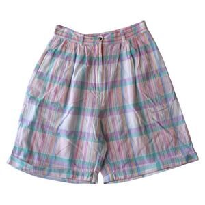 Vintage Pastel Plaid Cotton Shorts – Northern Reflections, Size Small